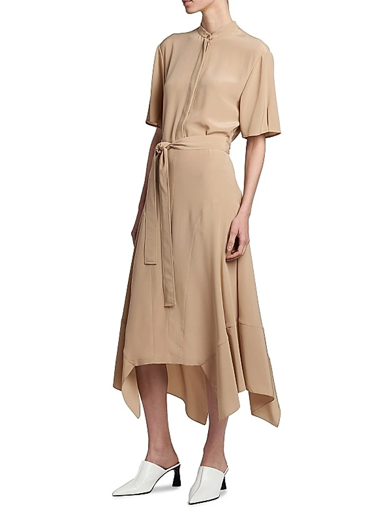 Belted Silk Shirtdress
