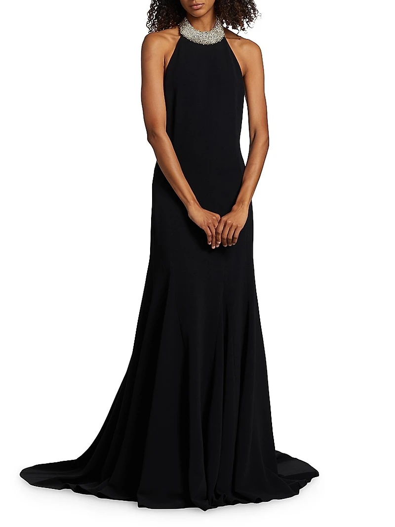 Embellished Neck Sleeveless Gown