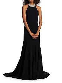 Embellished Neck Sleeveless Gown