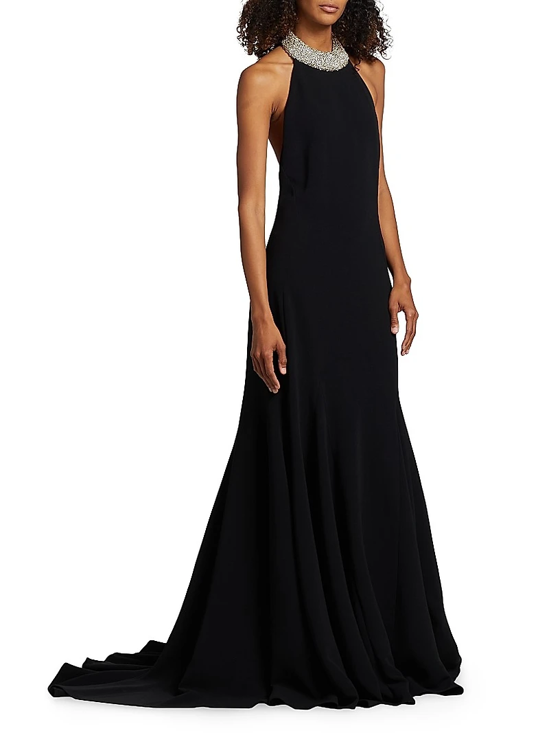 Embellished Neck Sleeveless Gown
