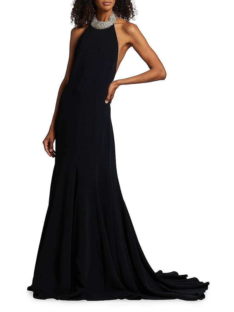 Embellished Neck Sleeveless Gown