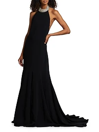 Embellished Neck Sleeveless Gown