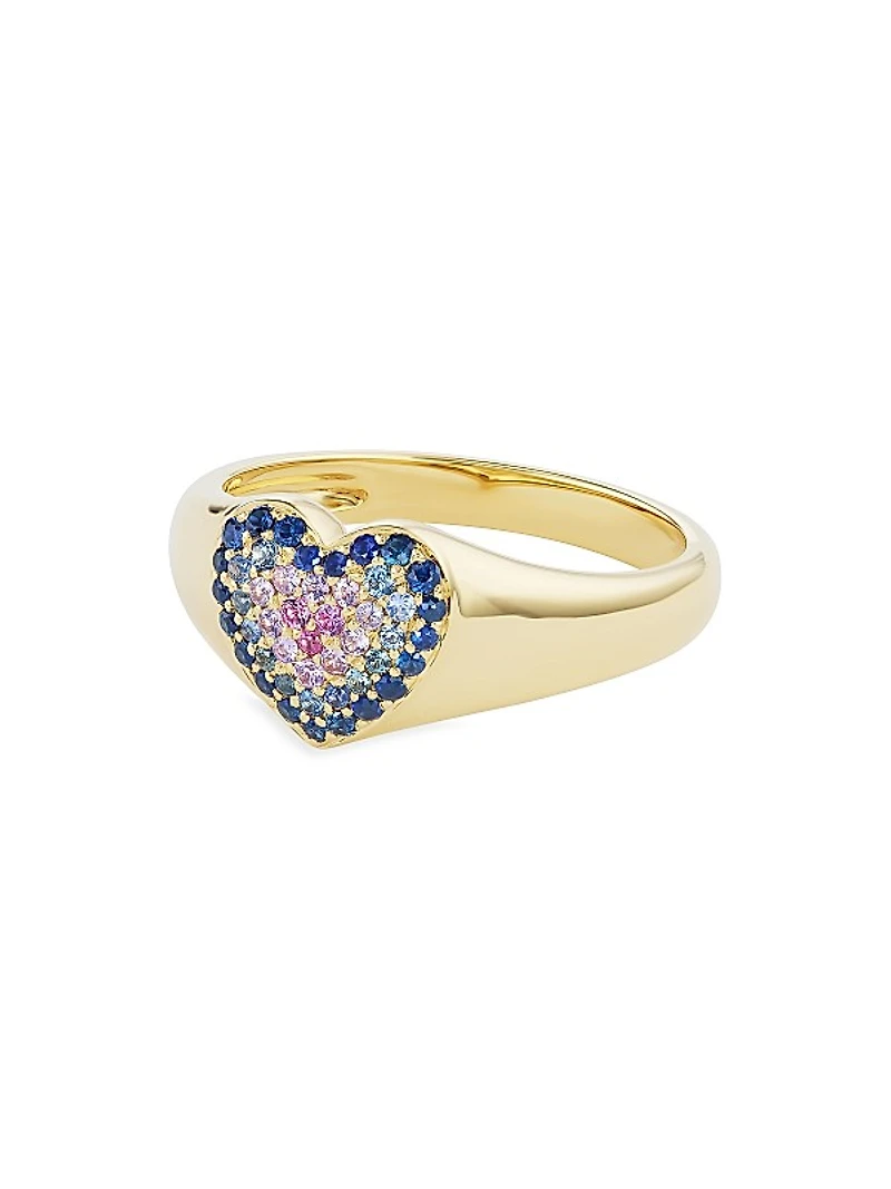 Ombre 18K Yellow Gold & Sapphire Heart Ring
