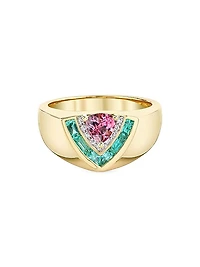 Tiered 18K Yellow Gold & Multi-Gemstone Ring