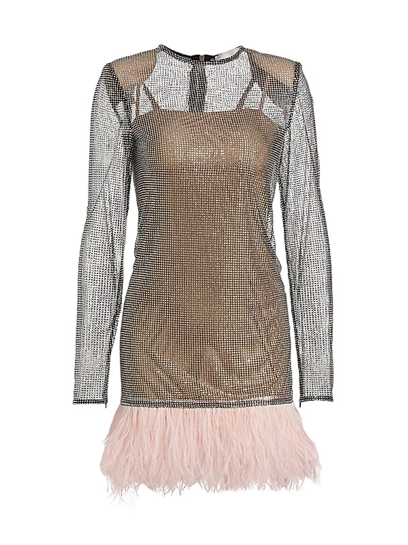 Webb Feather-Trim Cocktail Dress