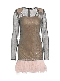 Webb Feather-Trim Cocktail Dress