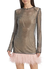 Webb Feather-Trim Cocktail Dress