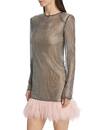 Webb Feather-Trim Cocktail Dress