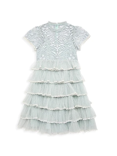 Little Girl's & Girl's High-Neck Embroidered Mini Dress