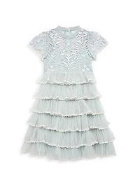 Little Girl's & Girl's High-Neck Embroidered Mini Dress