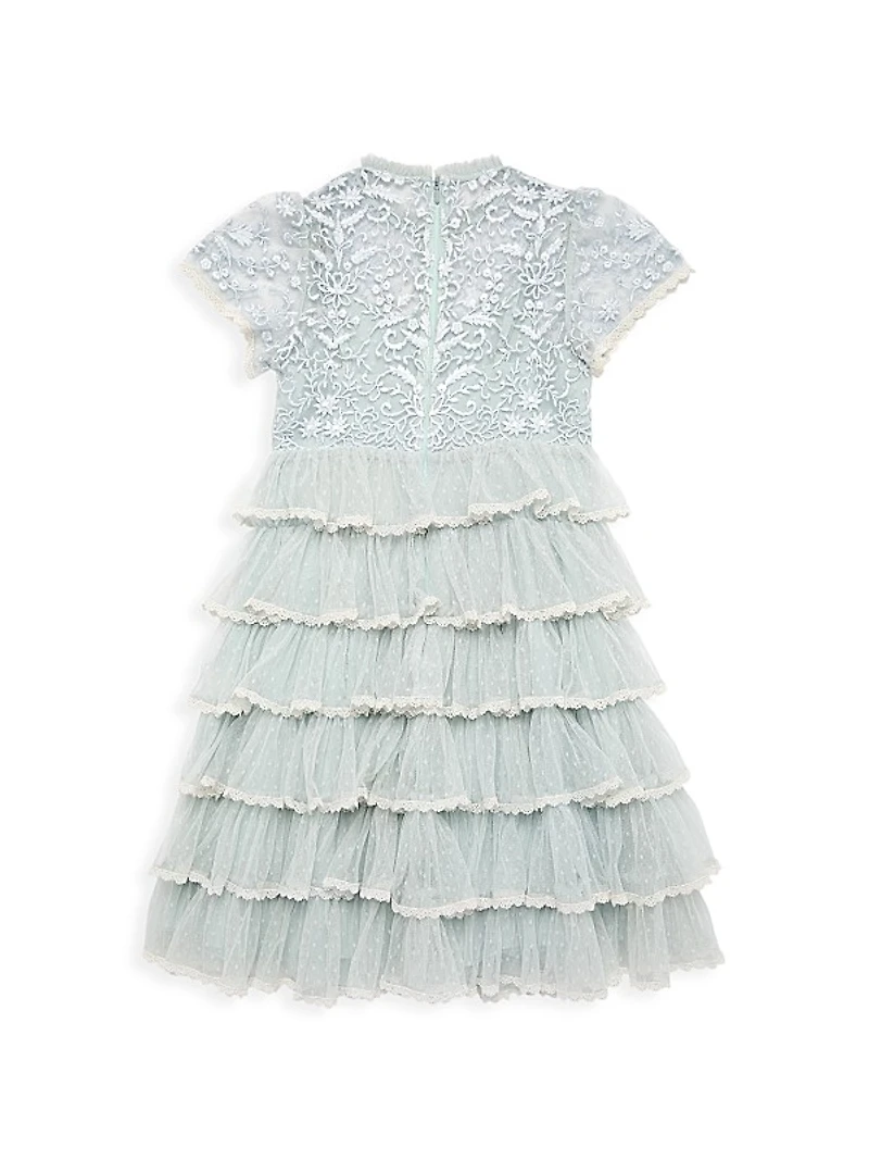 Little Girl's & Girl's High-Neck Embroidered Mini Dress