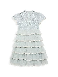 Little Girl's & Girl's High-Neck Embroidered Mini Dress
