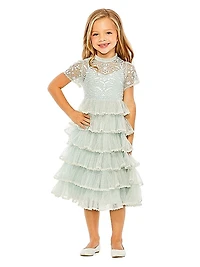 Little Girl's & Girl's High-Neck Embroidered Mini Dress
