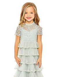 Little Girl's & Girl's High-Neck Embroidered Mini Dress