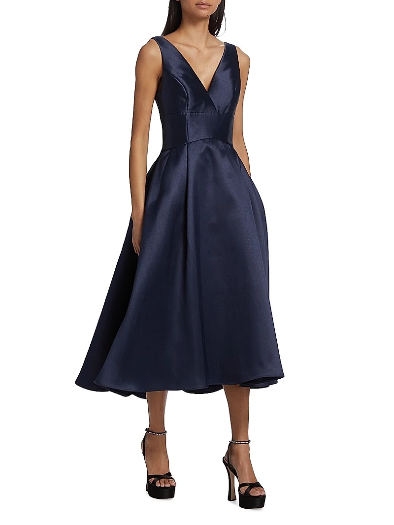 Flared Mikado Midi-Dress