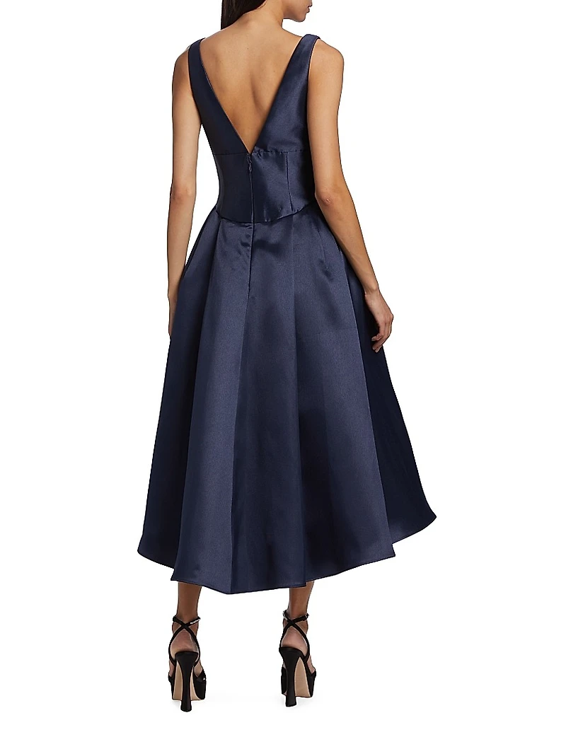 Flared Mikado Midi-Dress