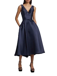 Flared Mikado Midi-Dress