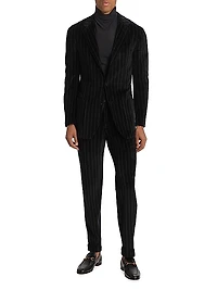 Pinstriped Cotton Velvet Two-Button