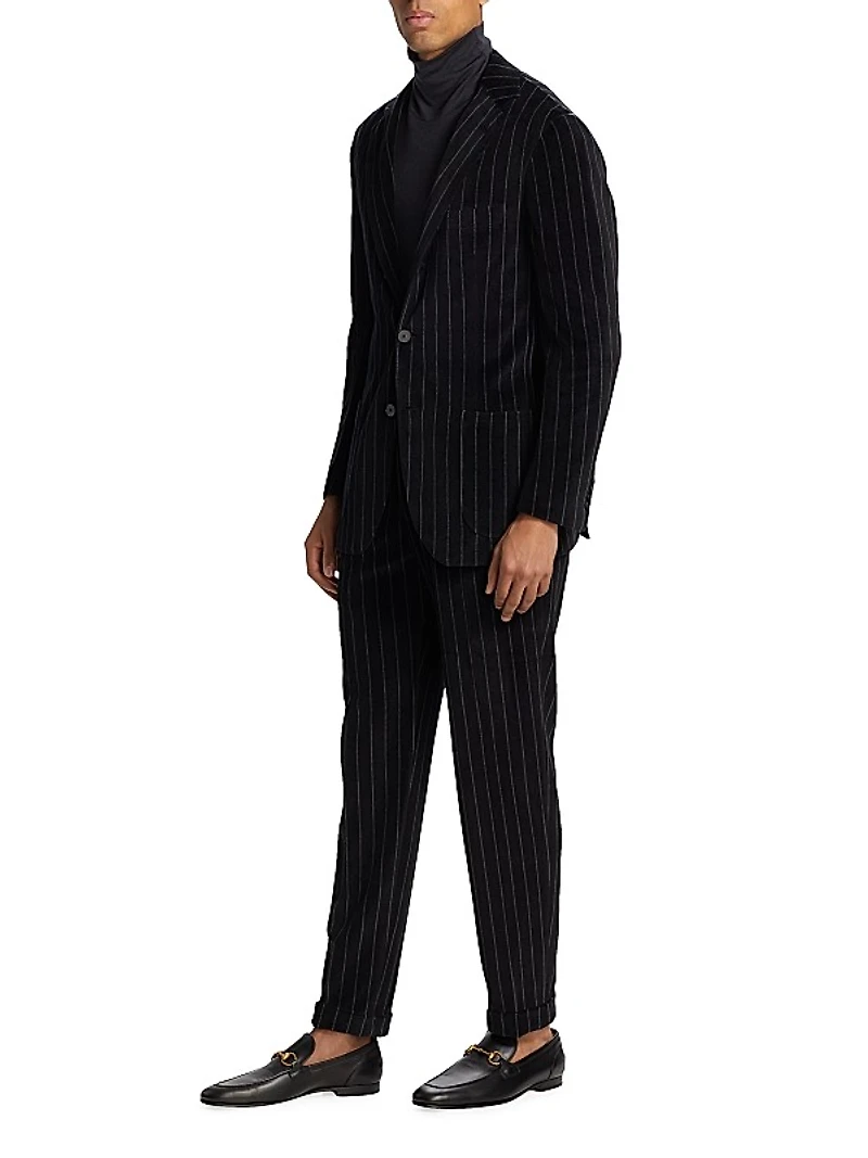 Pinstriped Cotton Velvet Two-Button