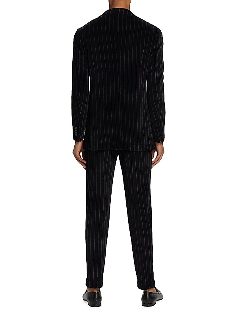 Pinstriped Cotton Velvet Two-Button