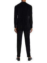 Pinstriped Cotton Velvet Two-Button