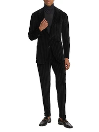Pinstriped Cotton Velvet Two-Button