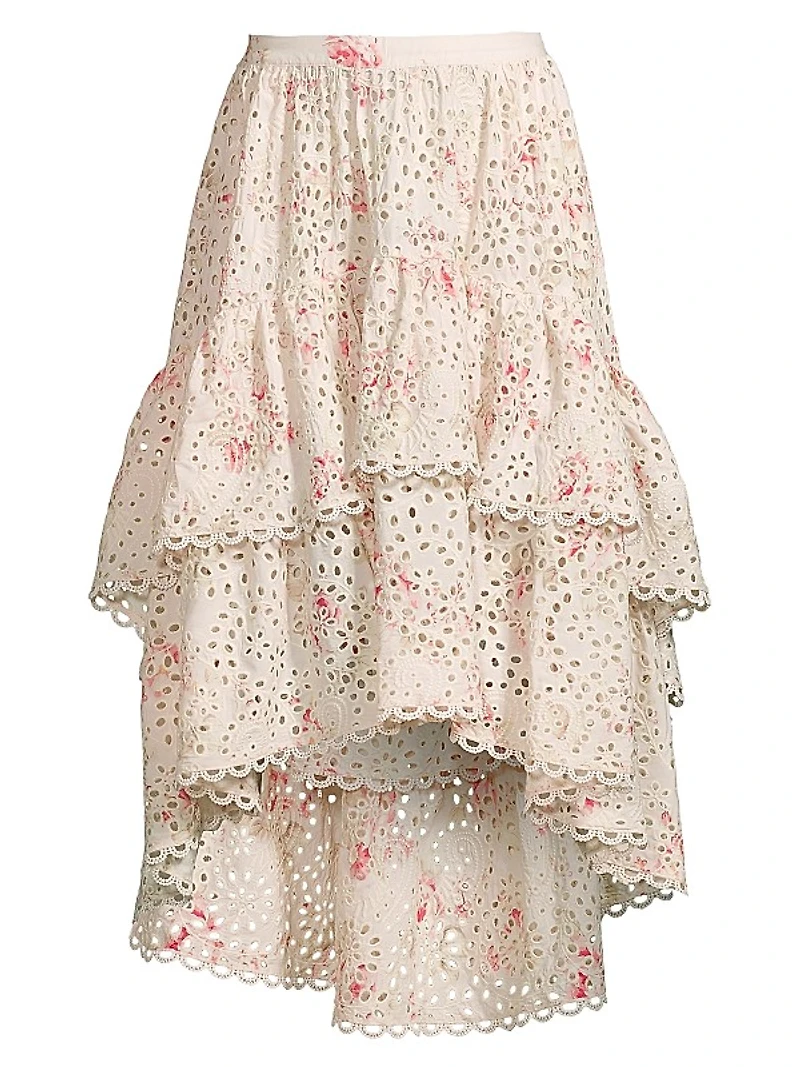 Printed High-Low Skirt