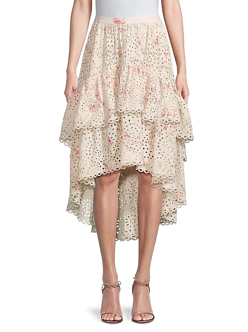 Printed High-Low Skirt