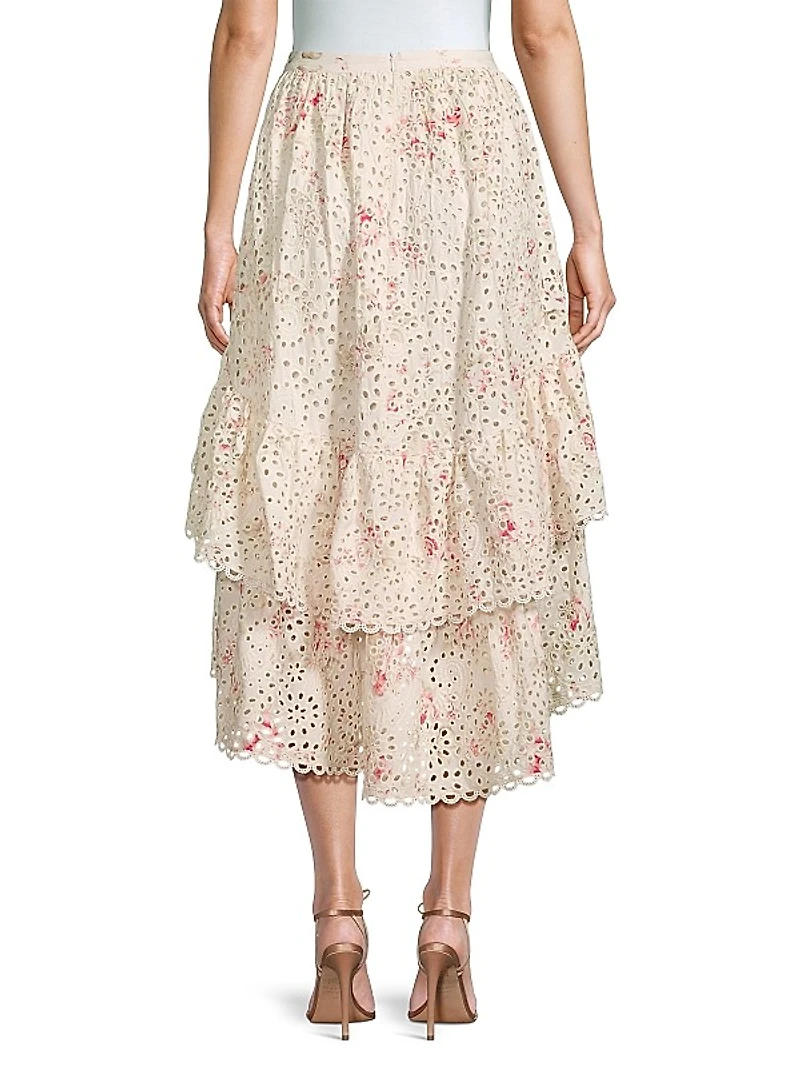 Printed High-Low Skirt