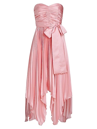 Khloe Strapless Charmeuse Midi-Dress