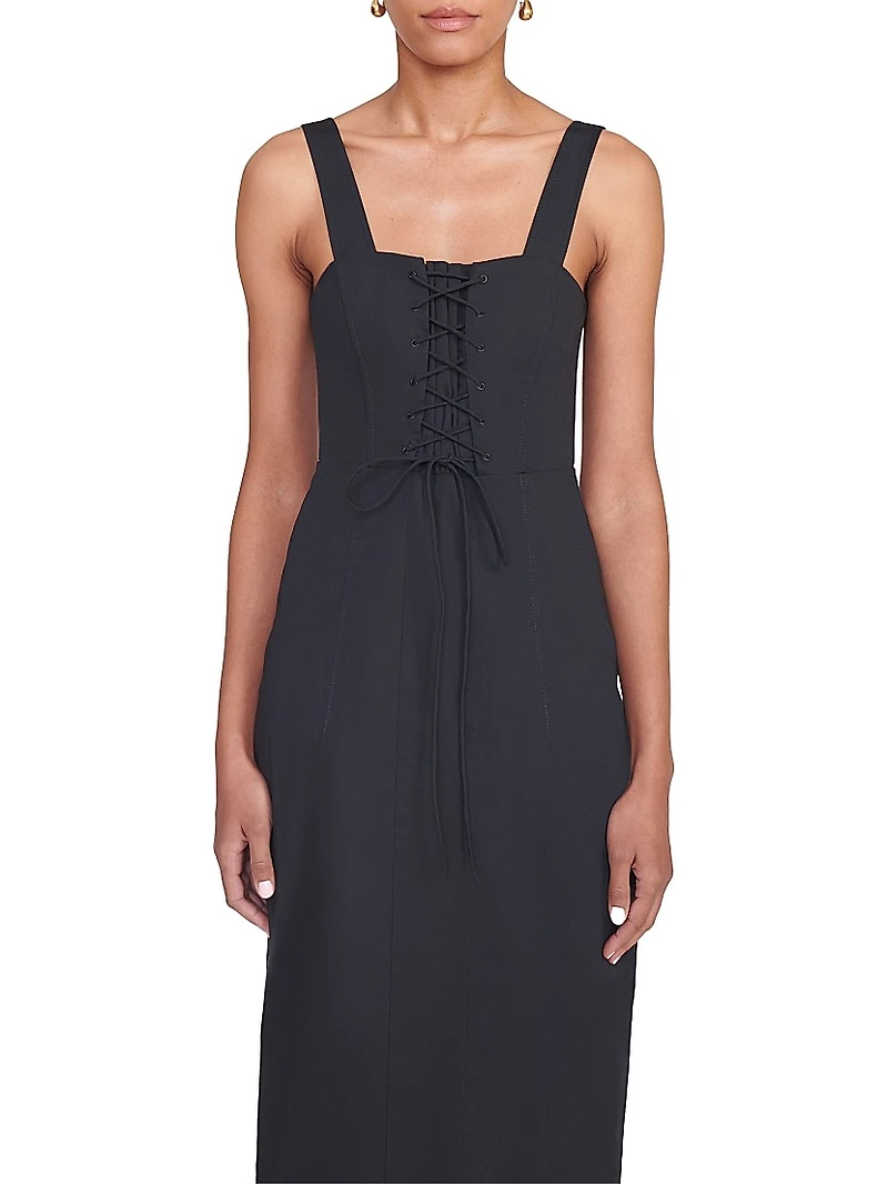 Sutton Lace-Up Midi-Dress