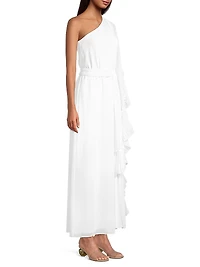 Laura One-Shoulder Ruffled Maxi Dress