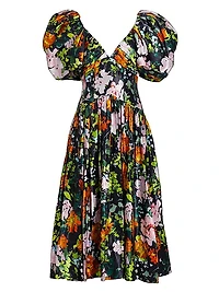 Gabrielle Floral Plunge Midi-Dress