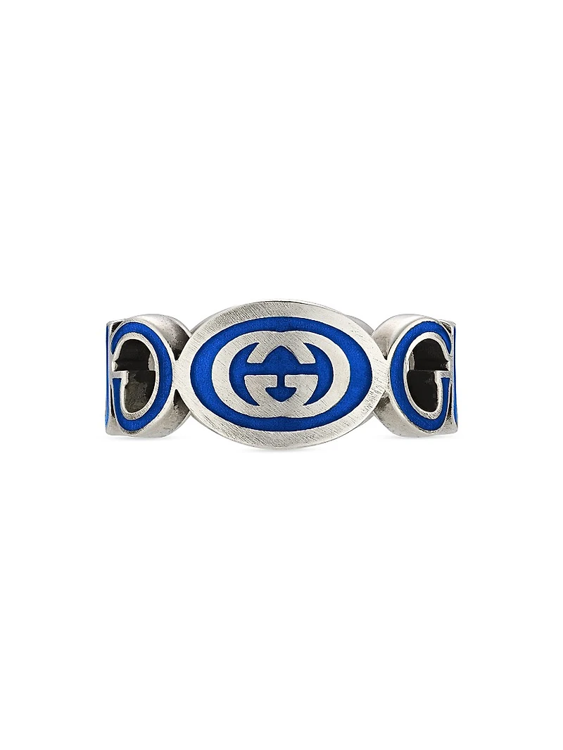 Sterling Silver Interlocking GG Logo Ring