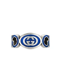 Sterling Silver Interlocking GG Logo Ring