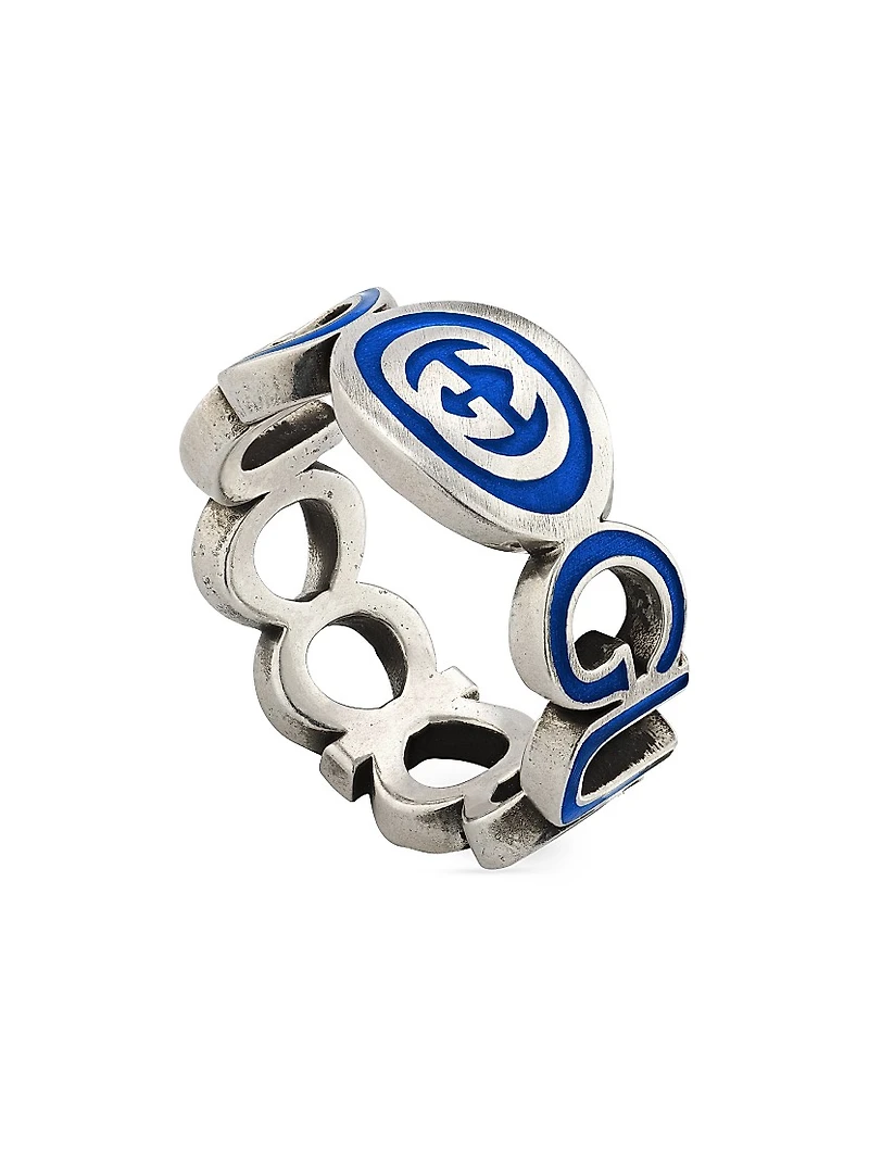 Sterling Silver Interlocking GG Logo Ring