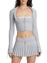 Cielo Rib-Knit Scoopneck Cardigan