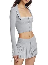 Cielo Rib-Knit Scoopneck Cardigan