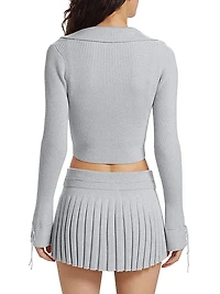 Cielo Rib-Knit Scoopneck Cardigan