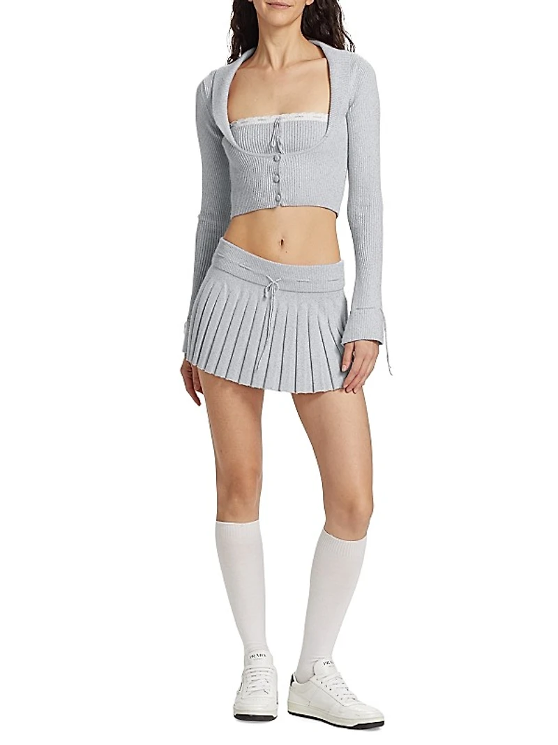 Cielo Rib-Knit Scoopneck Cardigan