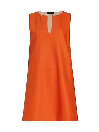 Sleeveless Stretch Wool Minidress