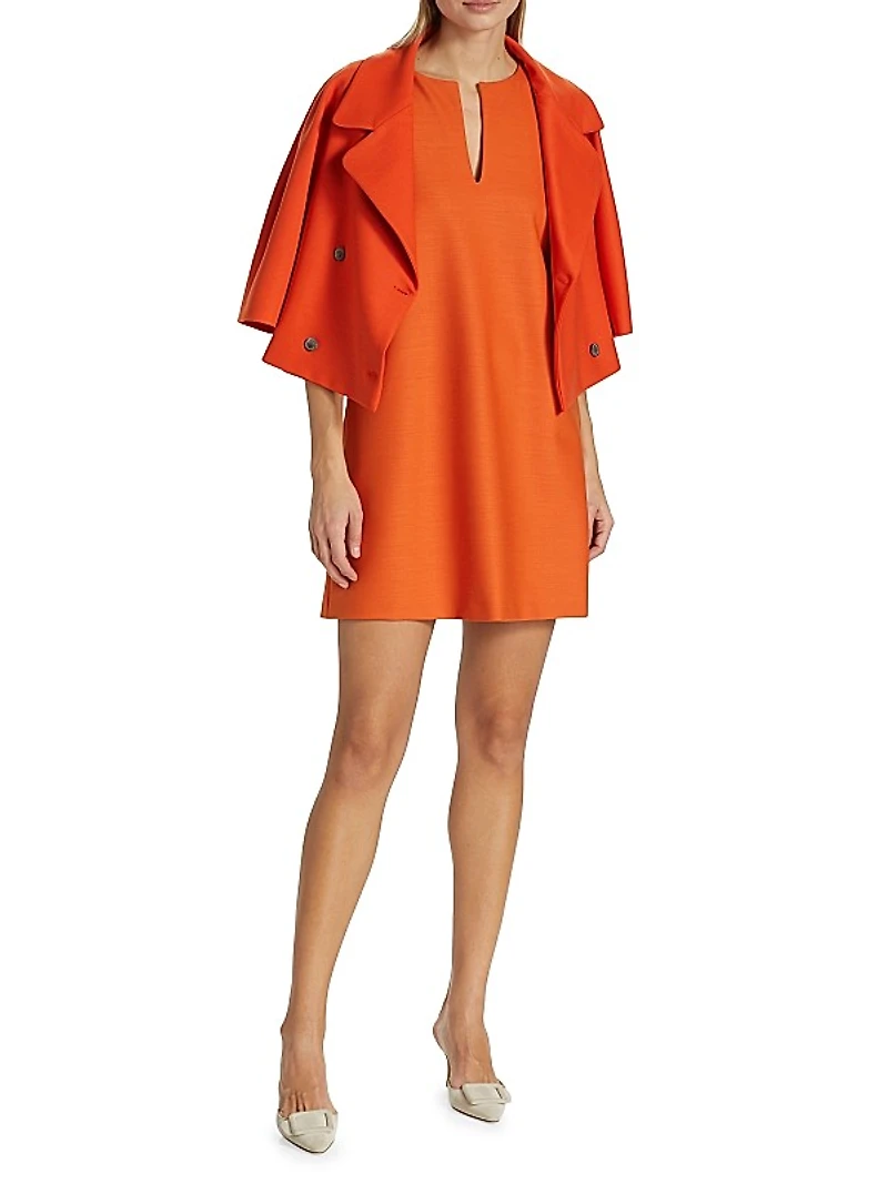 Sleeveless Stretch Wool Minidress