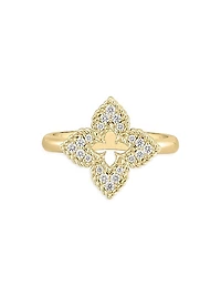 Small 18K Yellow Gold & 0.15 TCW Diamond Venetian Flower Ring