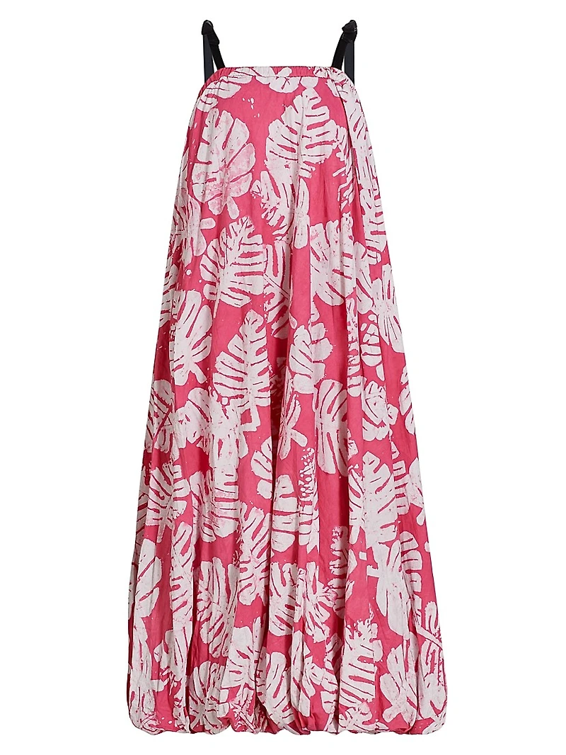 Ayo Palm Bubble-Hem Midi-Dress