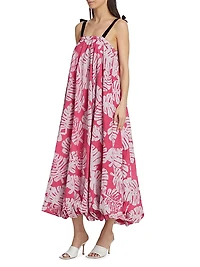 Ayo Palm Bubble-Hem Midi-Dress