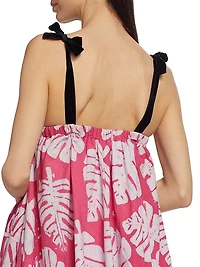 Ayo Palm Bubble-Hem Midi-Dress