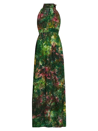 Jummy Watercolor Tie-Neck Gown