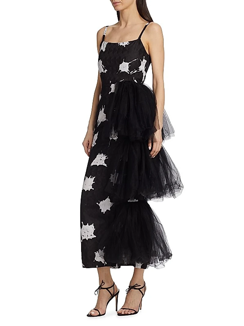 Alaffia Splatter Tulle Midi-Dress