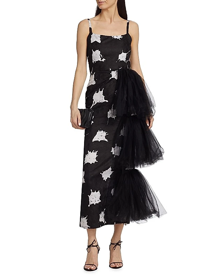 Alaffia Splatter Tulle Midi-Dress