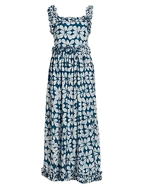 Aje Geometric Ruffle-Trim Maxi Dress